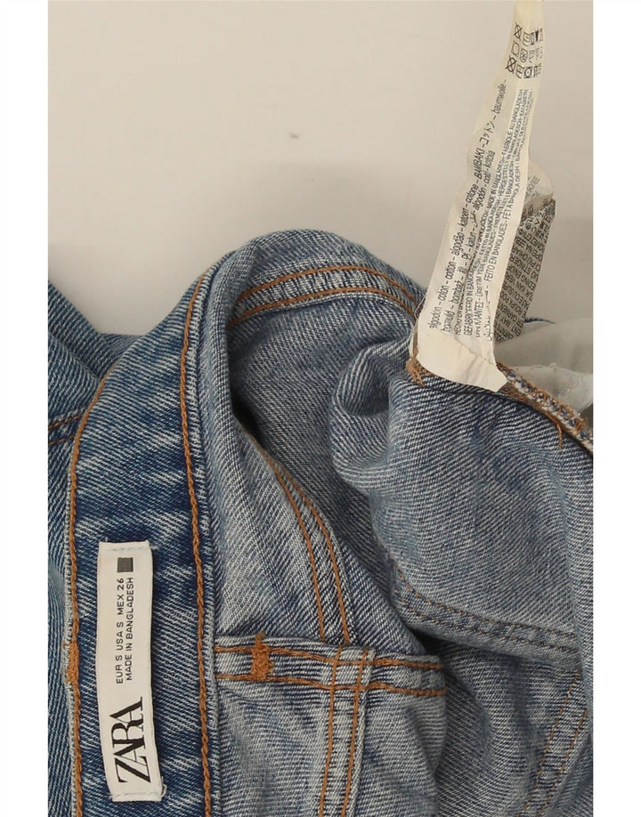 Zara Shorts jeans feminino pequeno W26 algodão azul