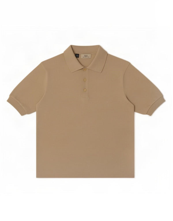 Camisa polo masculina Zara algodão bege médio