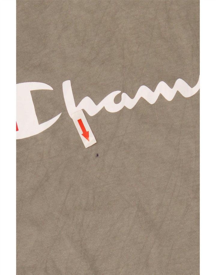 Champion masculino com capuz gráfico top manga comprida cinza médio