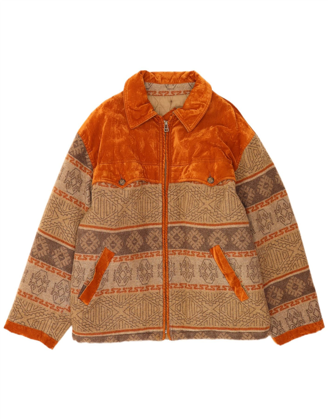 Jaqueta bomber masculina Polbot UK 42 XL lã geométrica bege