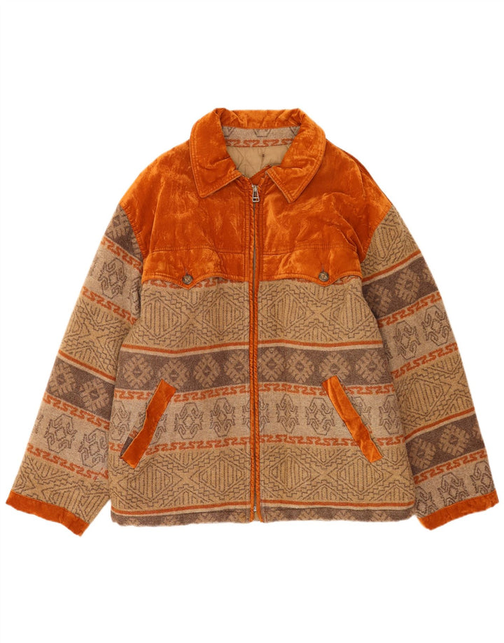 Jaqueta bomber masculina Polbot UK 42 XL lã geométrica bege