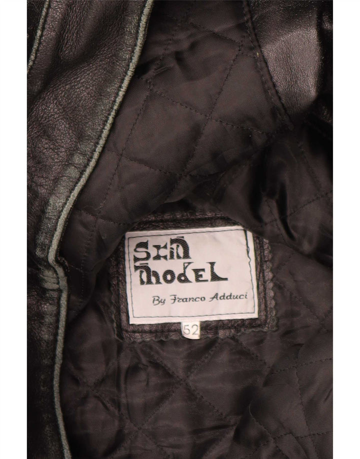 Jaqueta de couro masculina vintage IT 52 XL preta