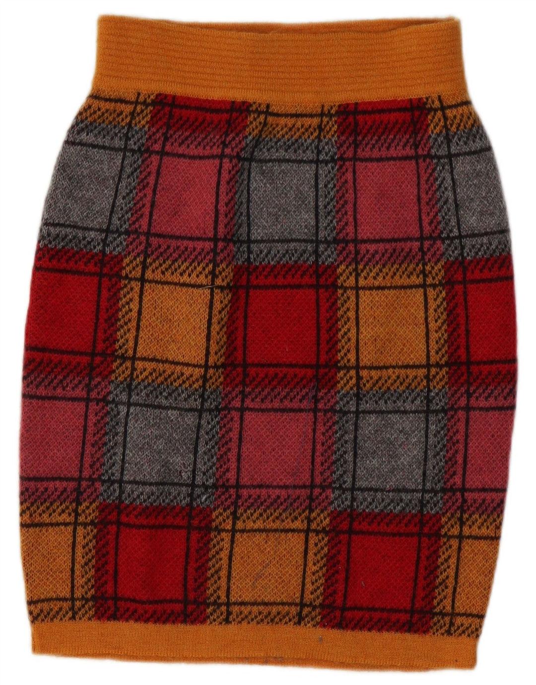 Saia lápis feminina vintage de malha IT 44 médio W26 xadrez multicolorido