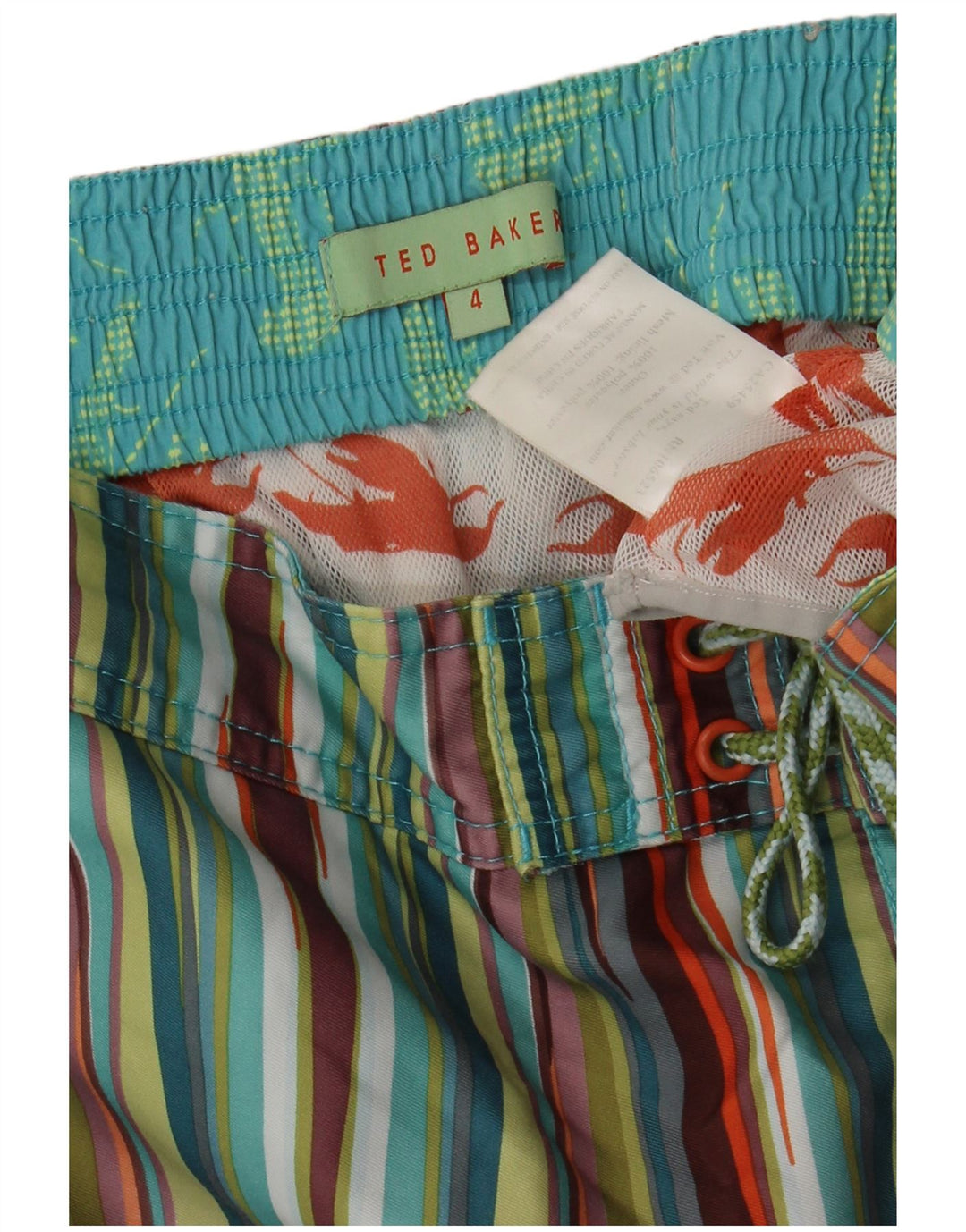 Shorts de natação masculino Ted Baker tamanho 4 grande listrado multicolorido