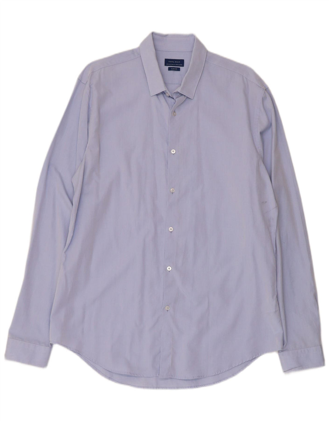 Camisa masculina Zara Slim Fit XL azul algodão