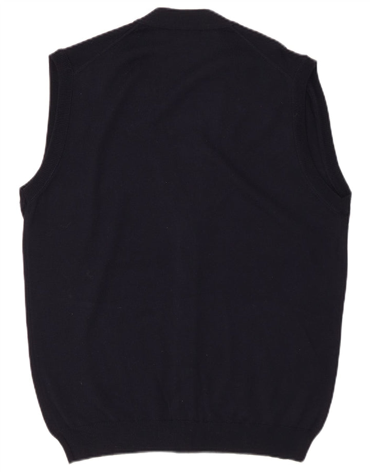 Suéter cardigã masculino sem mangas MAGLIA CLUB IT 48 lã azul marinho médio