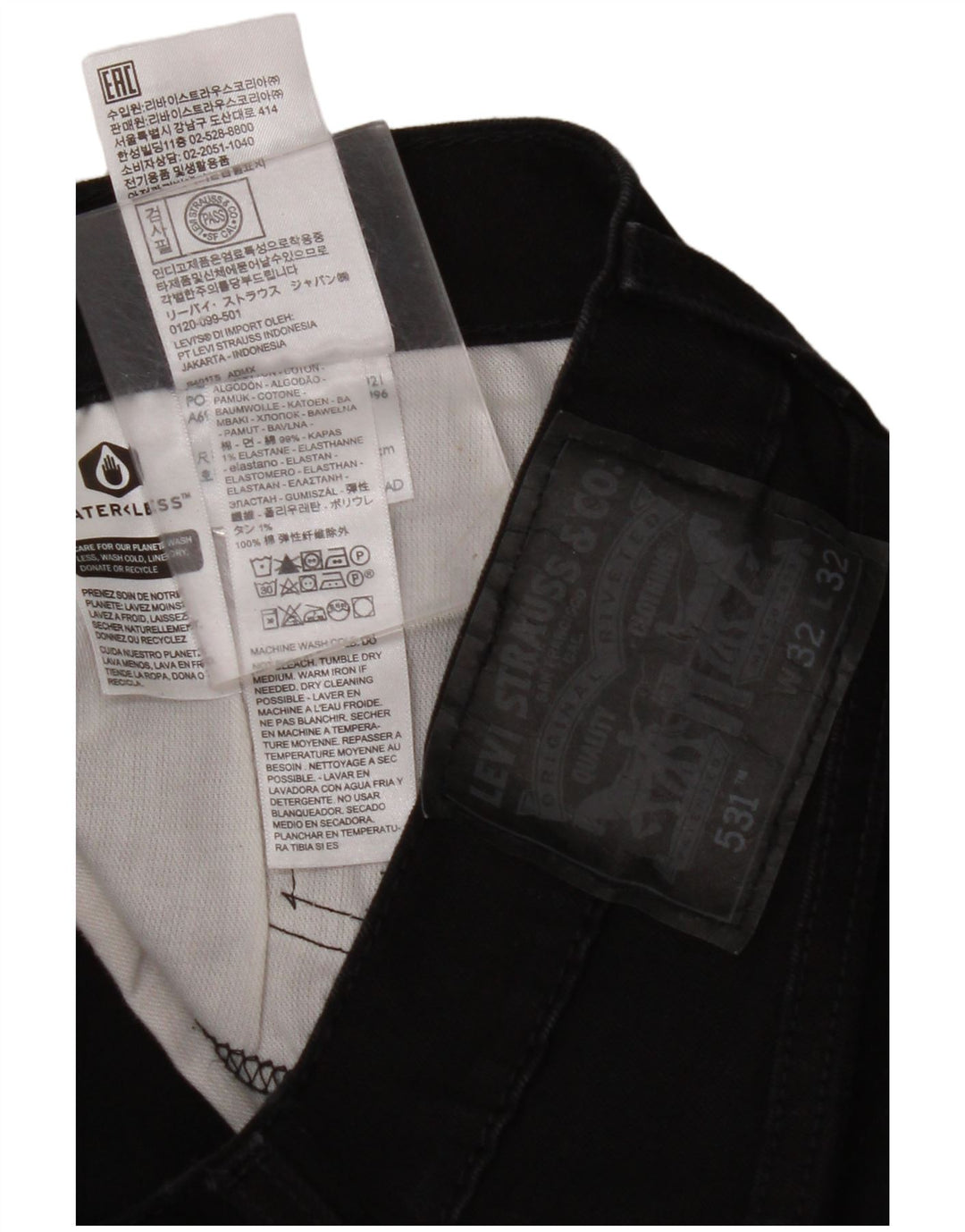 LEVI'S Masculino 531 Slim Jeans W32 L32 Algodão Preto