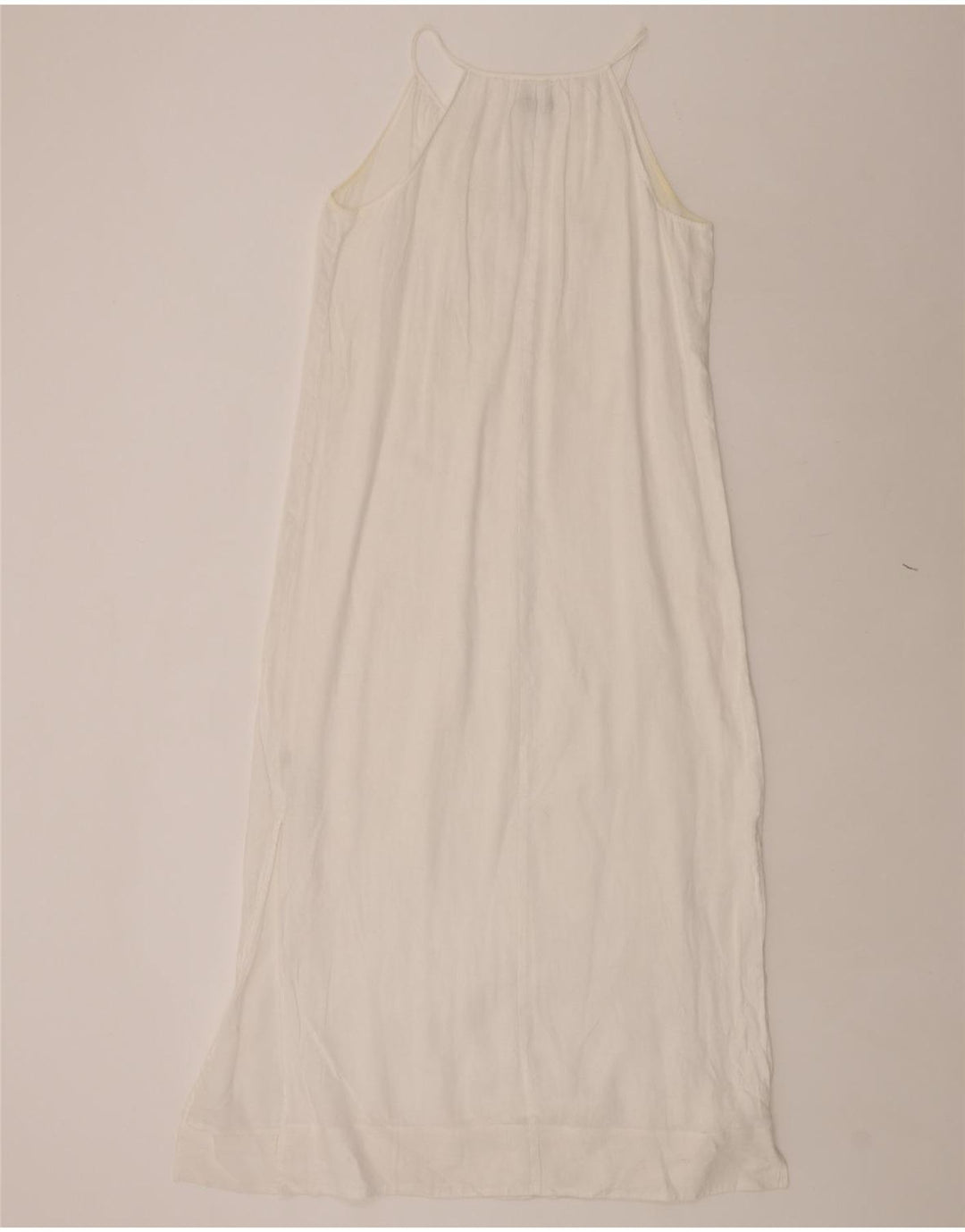 J. CREW Vestido maxi feminino sem mangas UK 10 pequeno linho branco