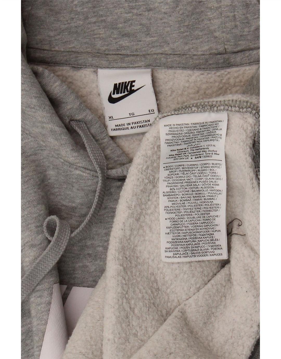 Nike masculino gráfico moletom com capuz XL cinza algodão