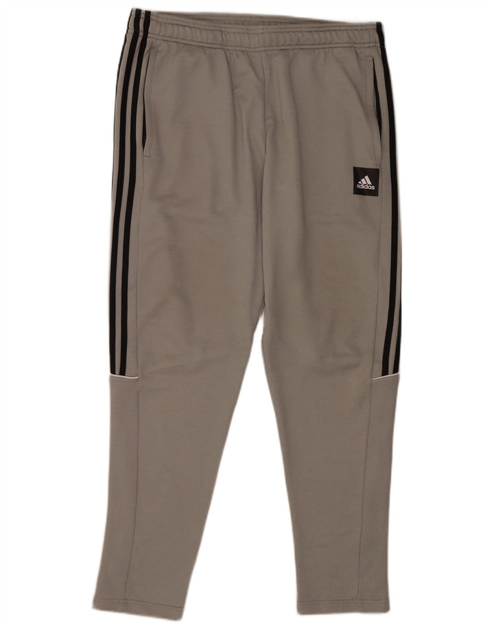 Calça de treino masculina Adidas grande poliéster cinza
