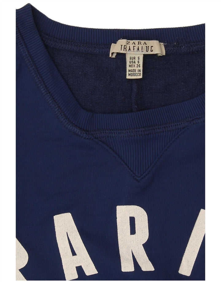 Zara Womens Paris Graphic Oversized Moletom Jumper Reino Unido 10 Pequeno Azul