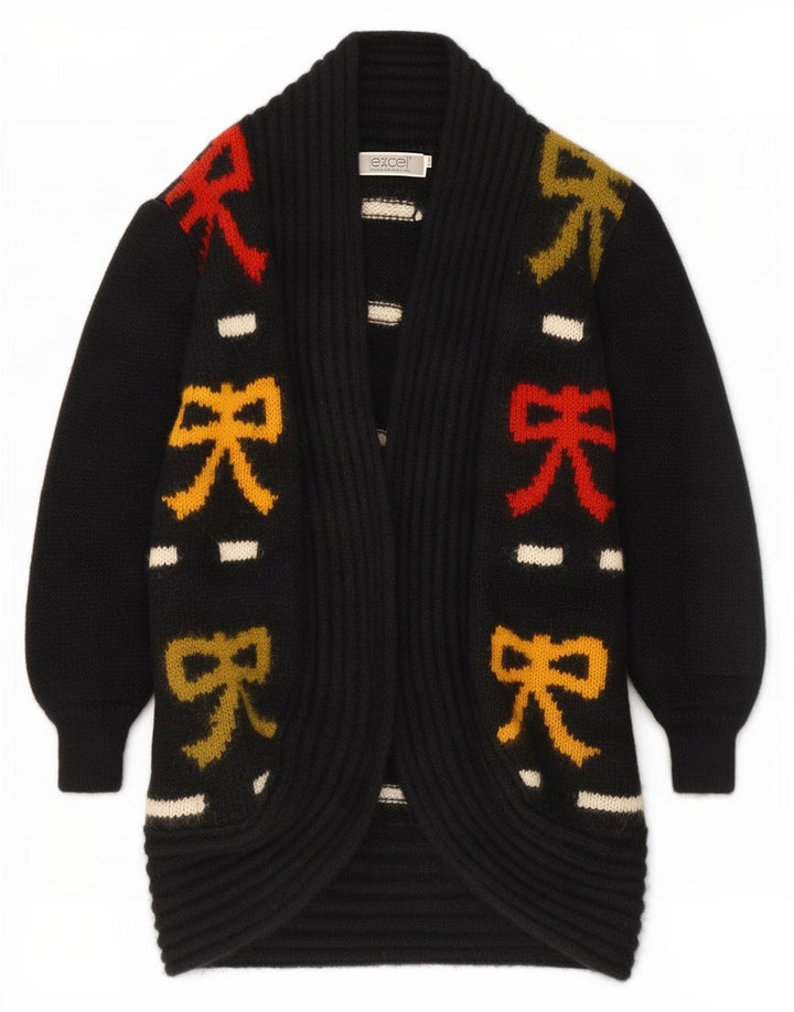 Excel Womens Longline Abstract Pattern Cardigan Suéter Reino Unido 10 Pequeno Preto