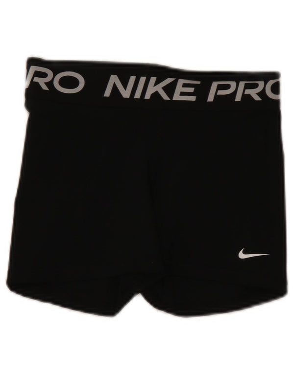 Shorts esportivos gráficos femininos Nike Dri Fit UK 8 pequenos poliéster preto