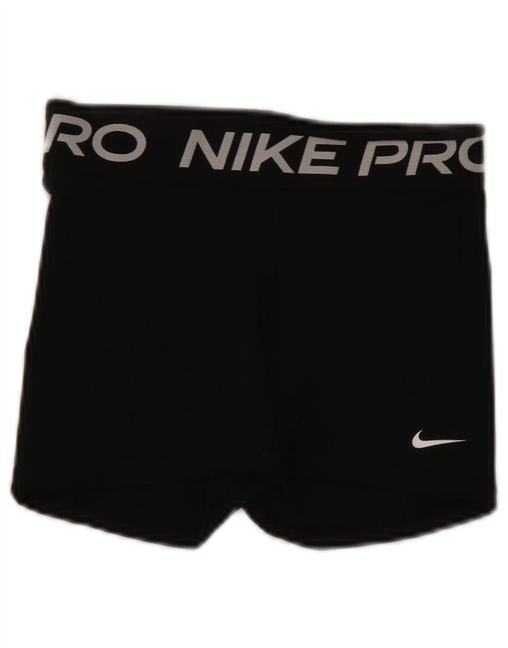 Shorts esportivos gráficos femininos Nike Dri Fit UK 8 pequenos poliéster preto