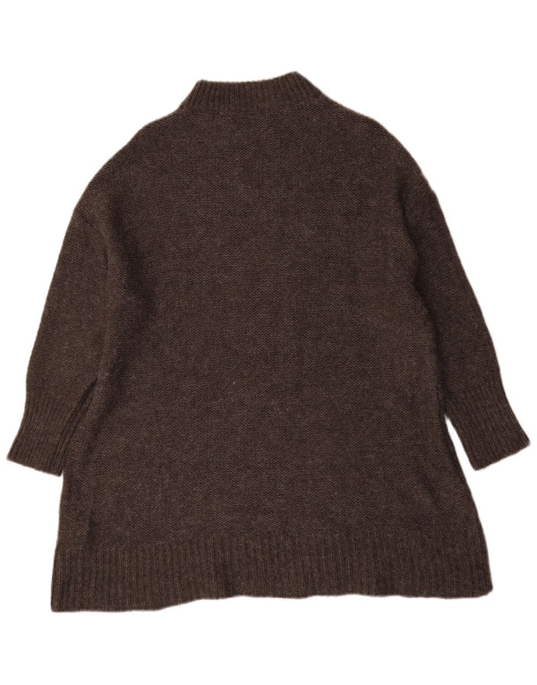 Zara Womens Graphic Oversized Turtle Neck Jumper Sweater UK 6 XS Grey