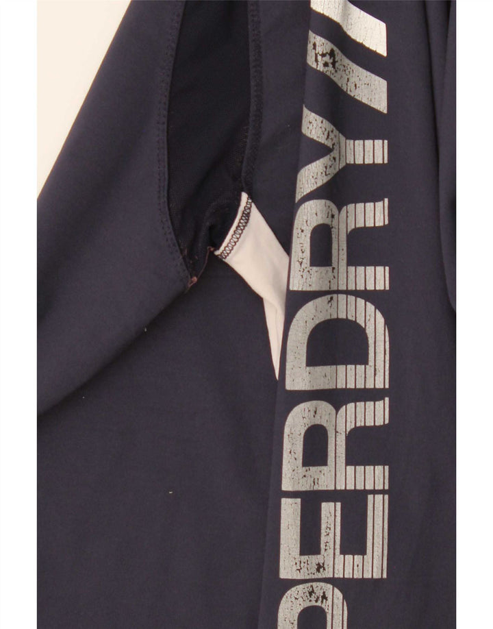 Top gráfico feminino Superdry manga comprida UK 12 bloco colorido azul marinho médio