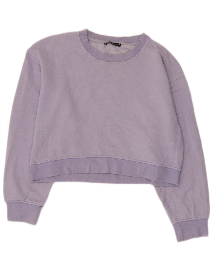 Zara Womens Crop Sweatshirt Jumper Reino Unido 14 Médio Roxo
