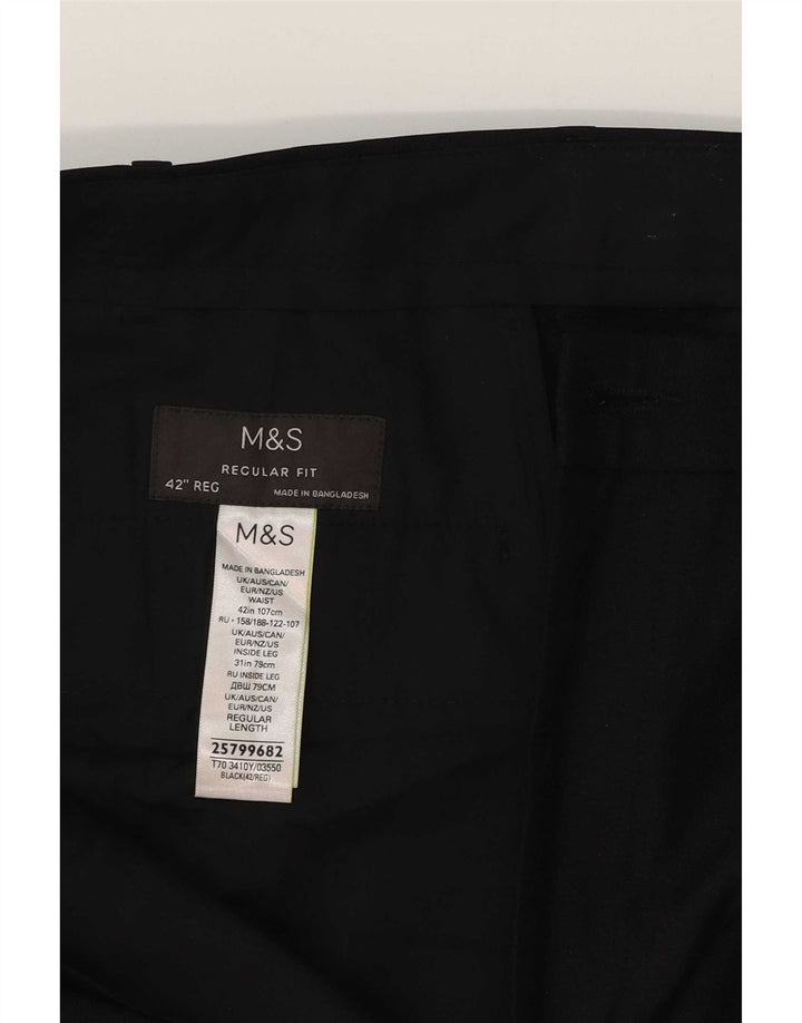 Calça casual masculina Marks & Spencer de ajuste regular W42 L31 poliéster preto