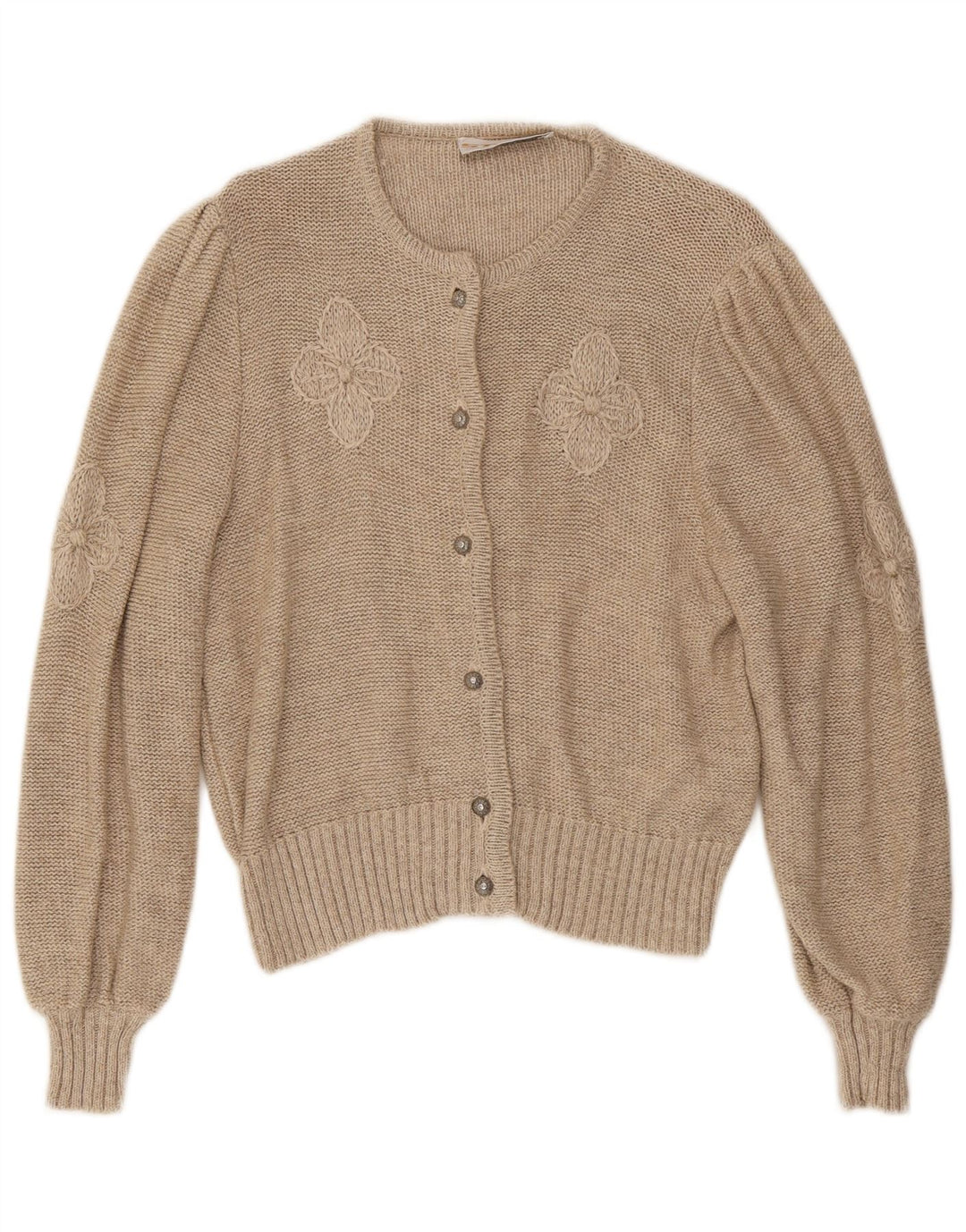 Suéter cardigã feminino Stapf UK 12 médio bege floral
