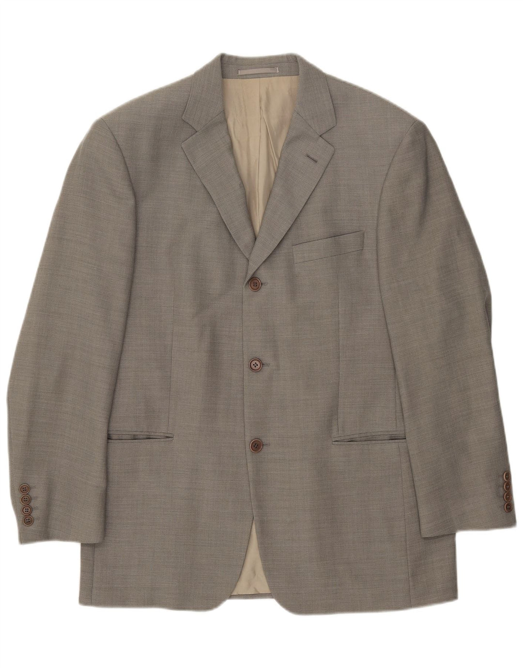 Jaqueta Blazer Masculina Hugo Boss com 3 Botões EU 50 Lã Cinza Grande