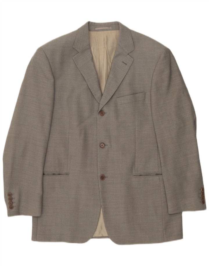 Jaqueta Blazer Masculina Hugo Boss com 3 Botões EU 50 Lã Cinza Grande