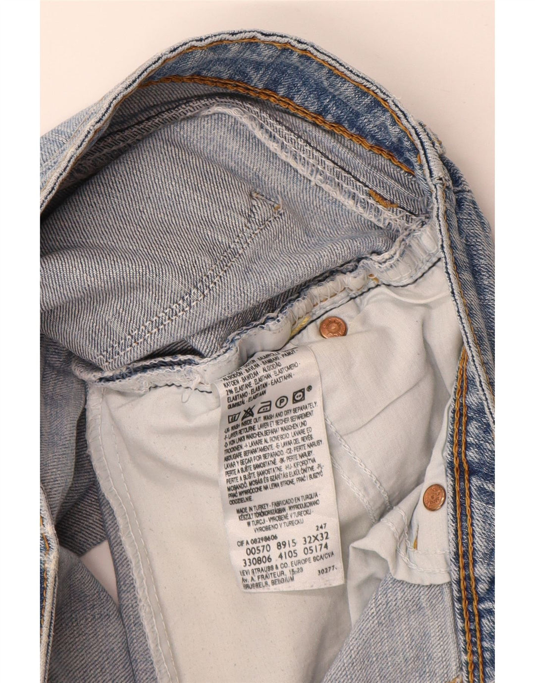 Shorts jeans feminino Levi's 570 W32 grande algodão azul