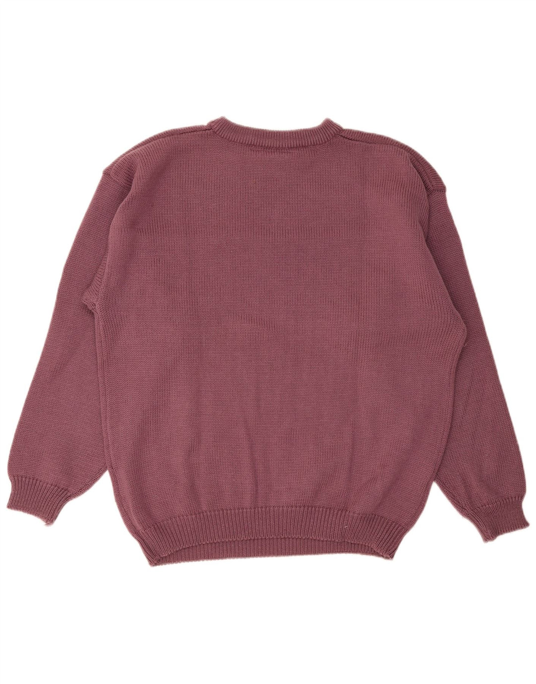 Suéter vintage masculino com gola redonda grande roxo poliacrílico