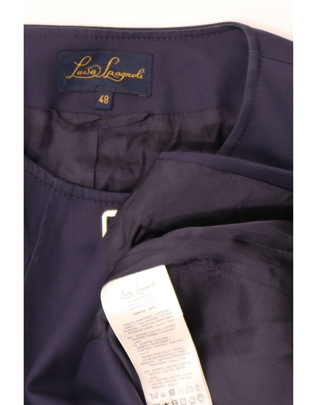 Luisa Spagnoli jaqueta blazer feminina de 3 botões e manga 3/4 IT 48 XL azul marinho