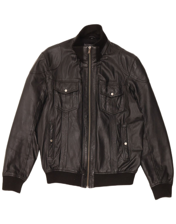Jaqueta de couro masculina vintage UK 40 grande couro preto