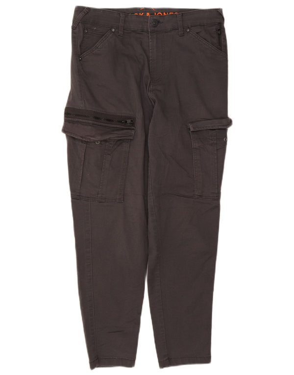 Calça cargo masculina cônica Jack & Jones W30 L26 algodão cinza