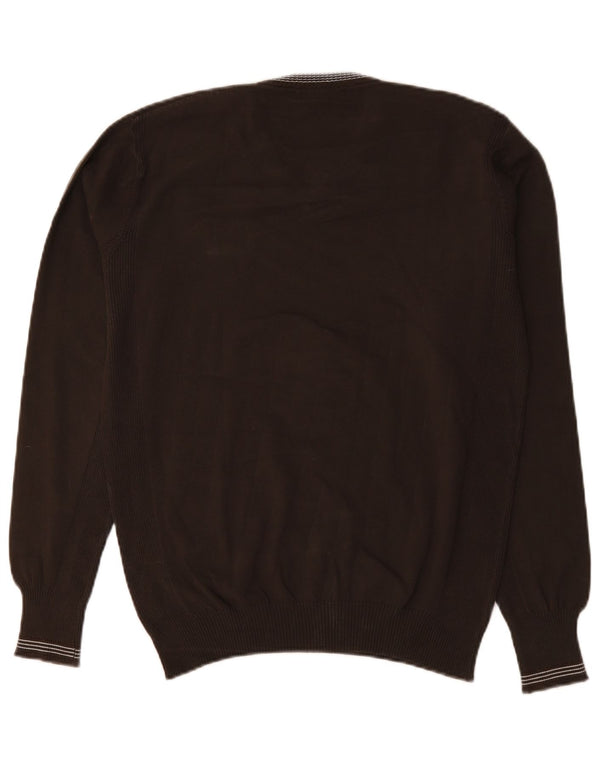 Trussardi Jeans Suéter masculino gráfico com decote em V XL algodão marrom