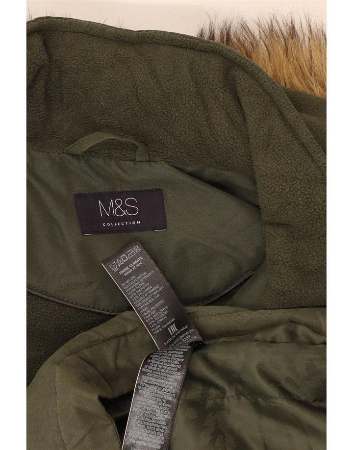 Jaqueta parka feminina com capuz Marks & Spencer Reino Unido 16 grande poliéster cáqui