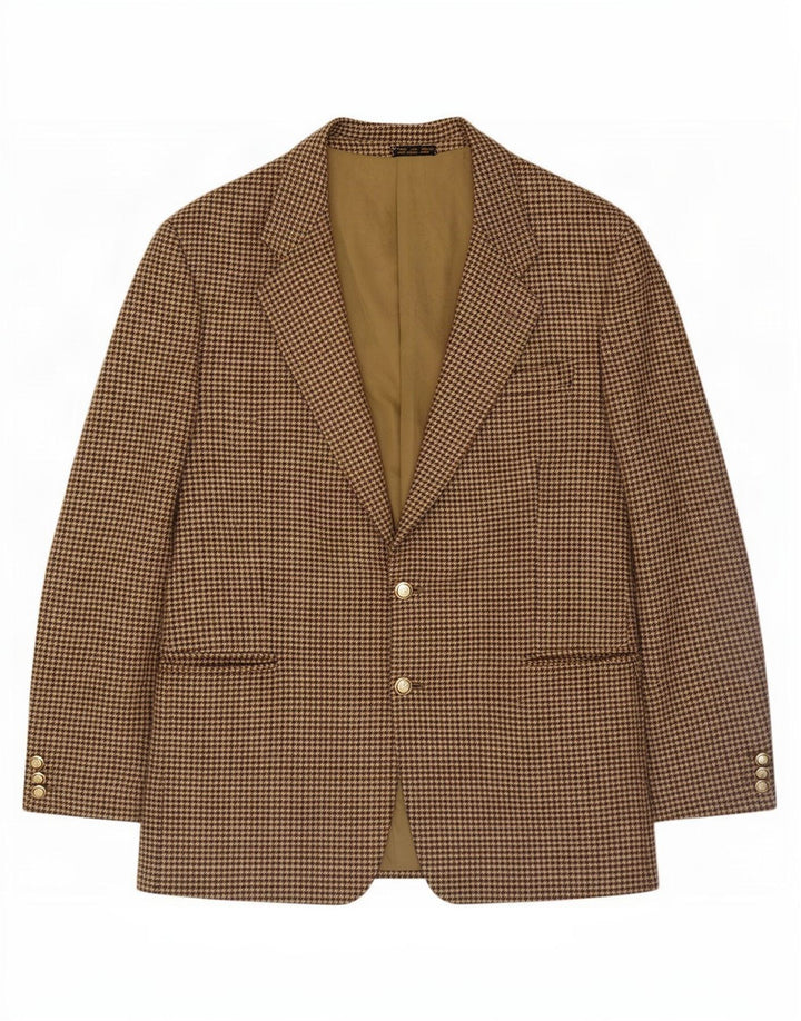 Jaqueta blazer masculina Enrico Coveri com 2 botões Reino Unido 40 grande marrom houndstooth