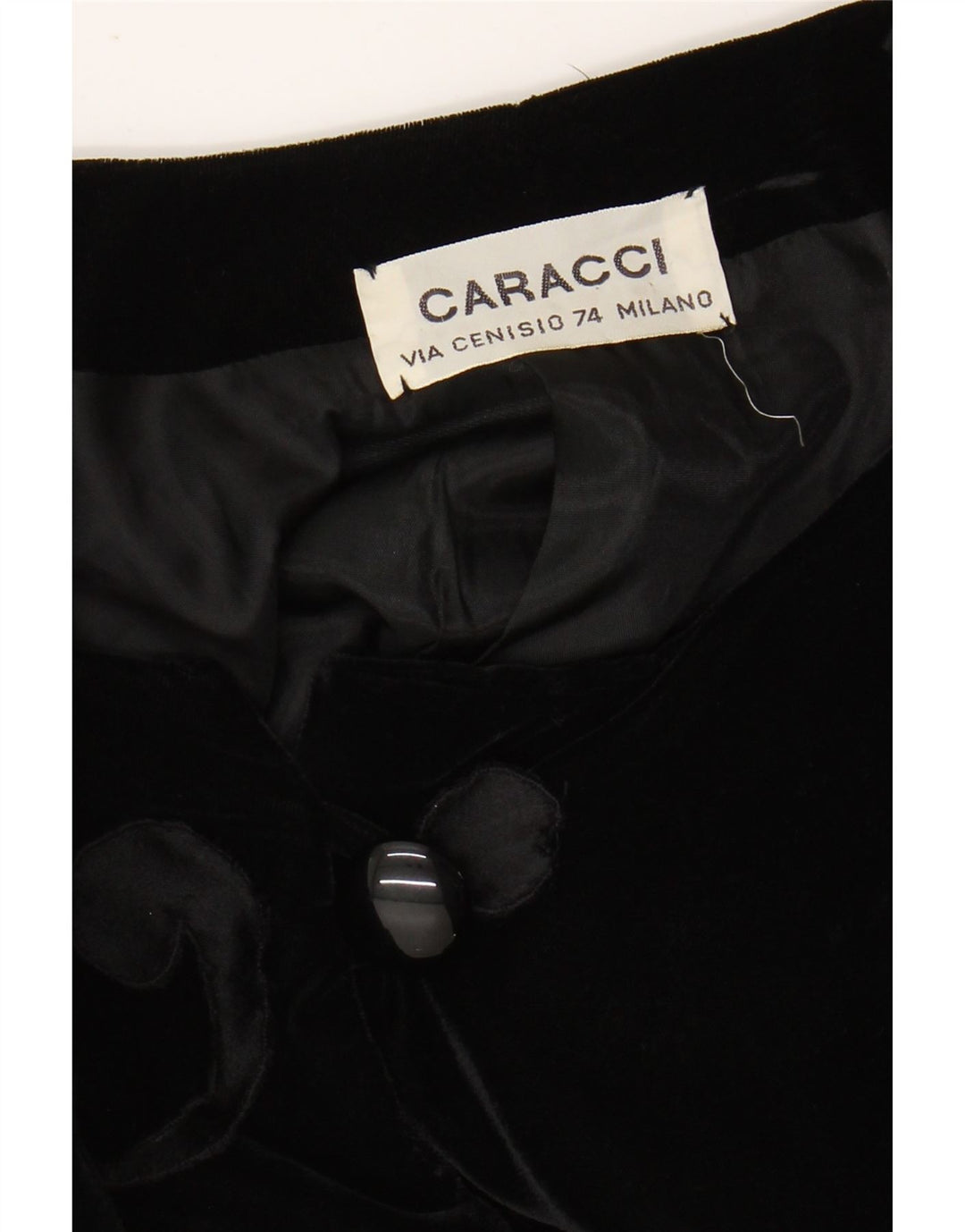 Jaqueta blazer feminina vintage de veludo com 5 botões Reino Unido 12 médio preto paisley