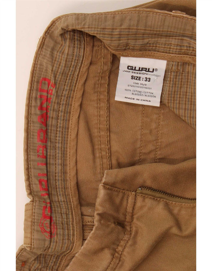 Calça masculina de terno reto Guru W33 L33 algodão marrom
