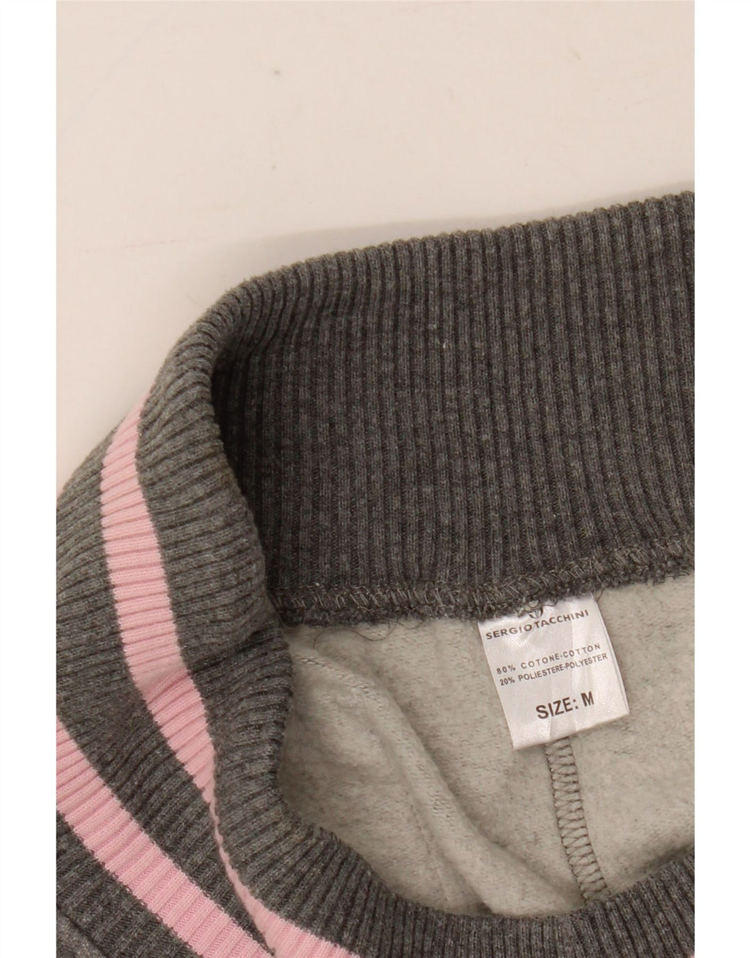 Calça de treino feminina Sergio Tacchini UK 14 algodão cinza médio
