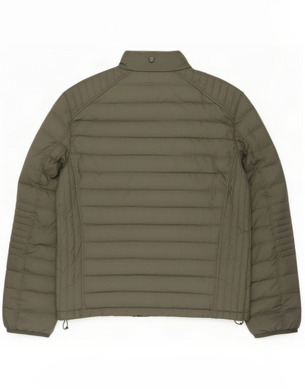 Jaqueta acolchoada masculina Massimo Dutti UK 40 poliéster cáqui grande
