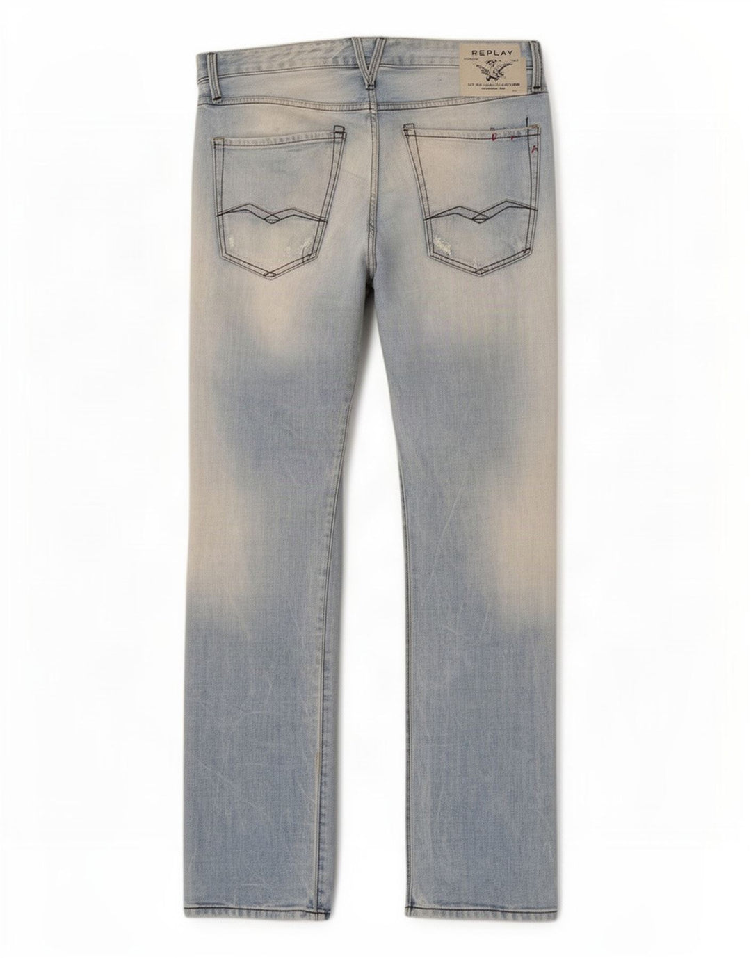 Replay Mens Straight Jeans W36 L34 Azul Algodão
