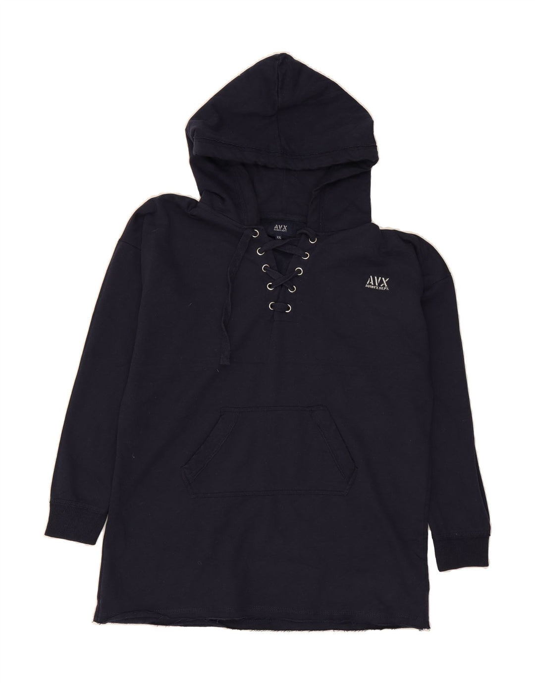 AVIREX Womens Longline Hoodie Jumper UK 20 2XL Navy Blue Cotton Vintage Avirex and Second-Hand Avirex from Messina Hembry 