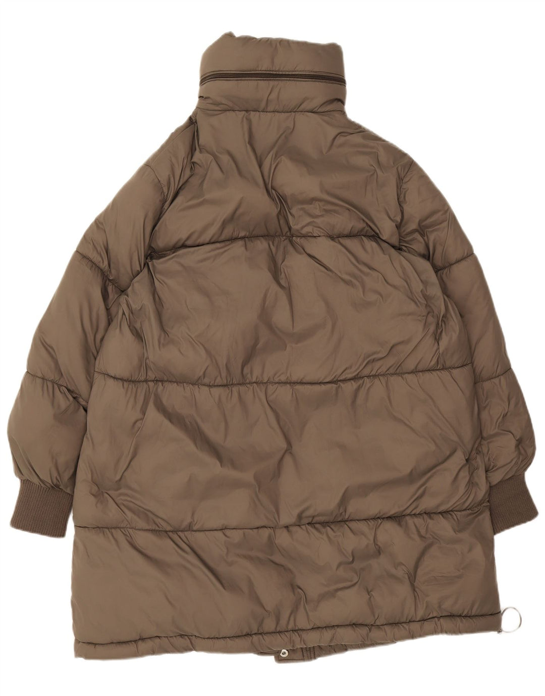Casaco acolchoado com capuz grande Zara feminino UK 10 pequeno poliéster marrom