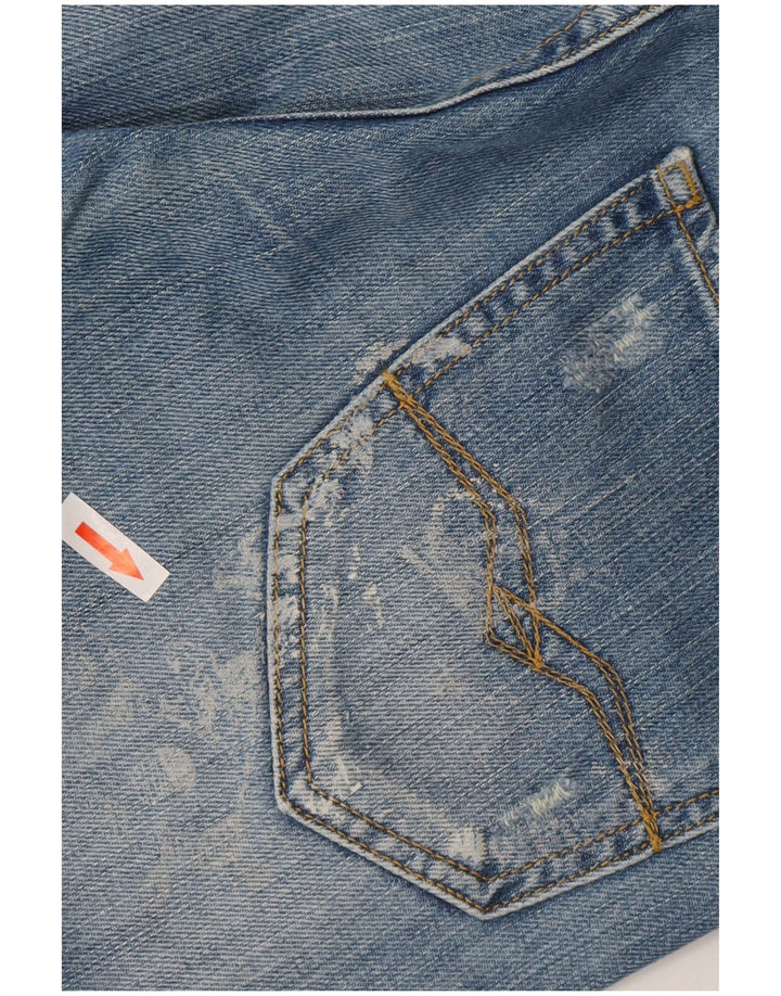 Replay Jeans retos femininos desgastados W28 L29 algodão azul