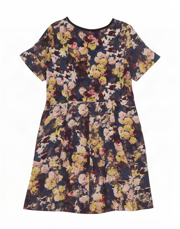 Vestido feminino Monsoon A-Line UK 18 XL azul floral algodão