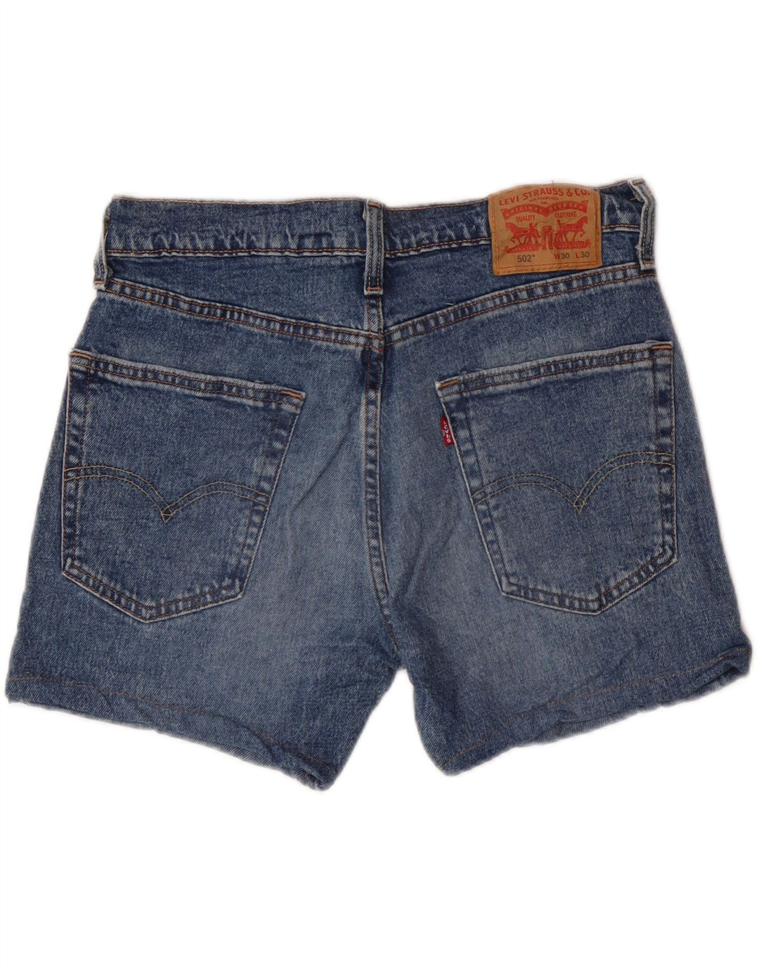 LEVI'S Masculino 502 Shorts Jeans W30 Algodão Azul Médio