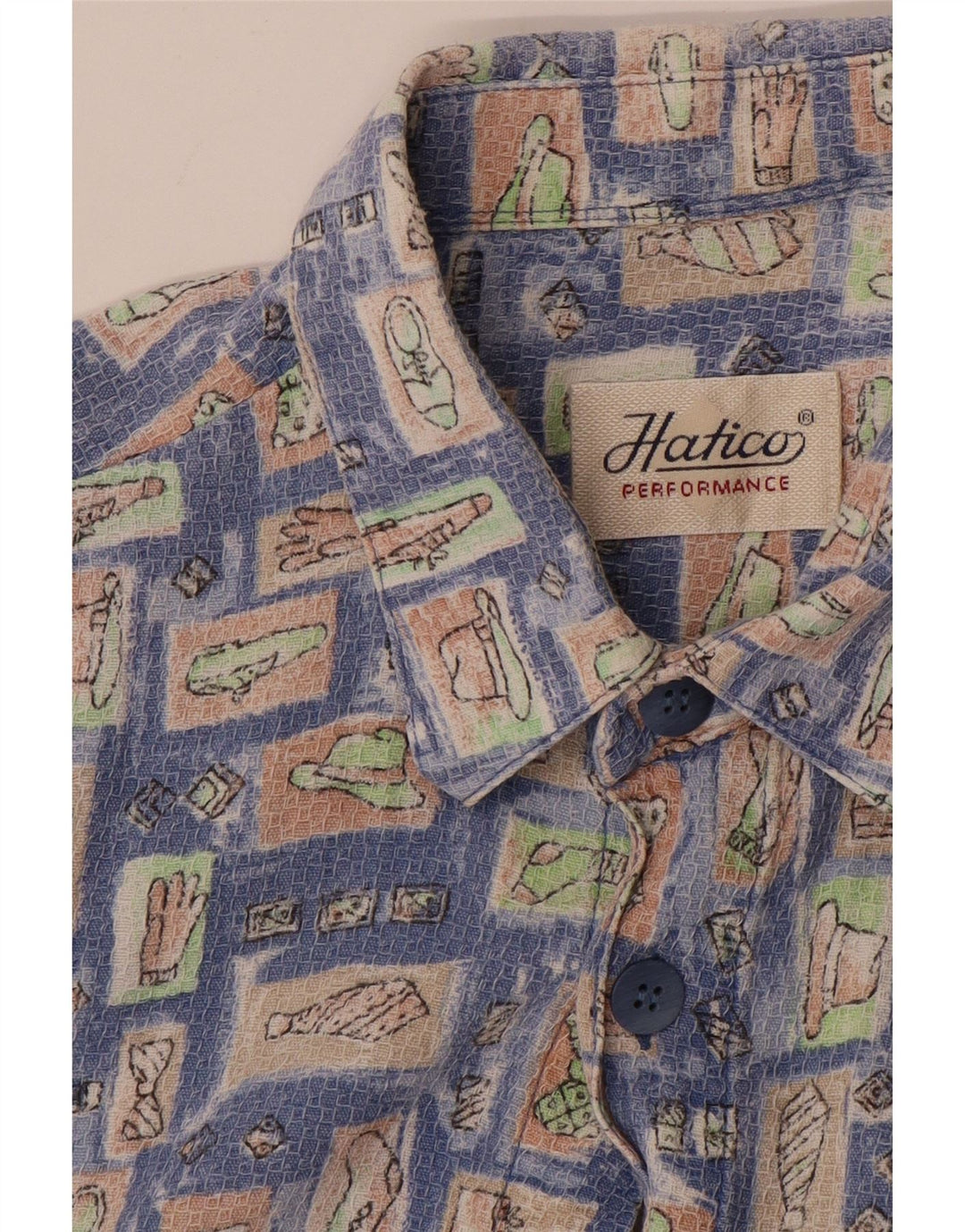 Camisa masculina de manga curta HATICO grande azul geométrica