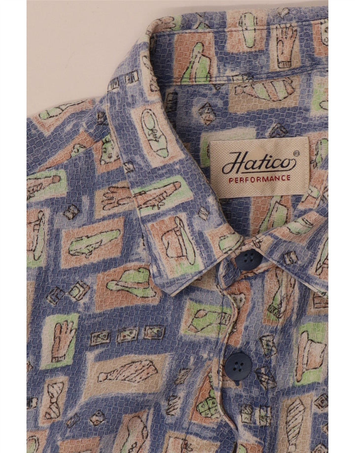 Camisa masculina de manga curta HATICO grande azul geométrica