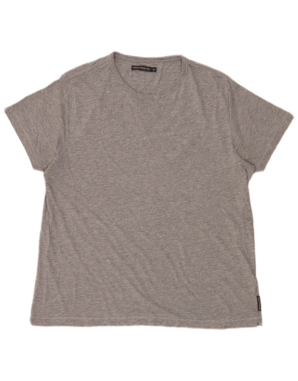 Camiseta masculina French Connection Top XL algodão manchado cinza