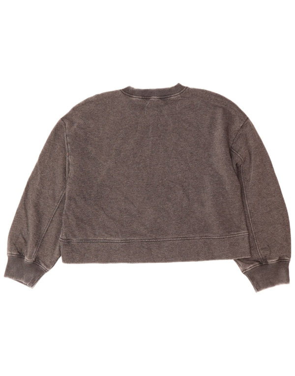 Zara Womens Crop Oversized Moletom Jumper Reino Unido 10 Pequeno Algodão Cinza