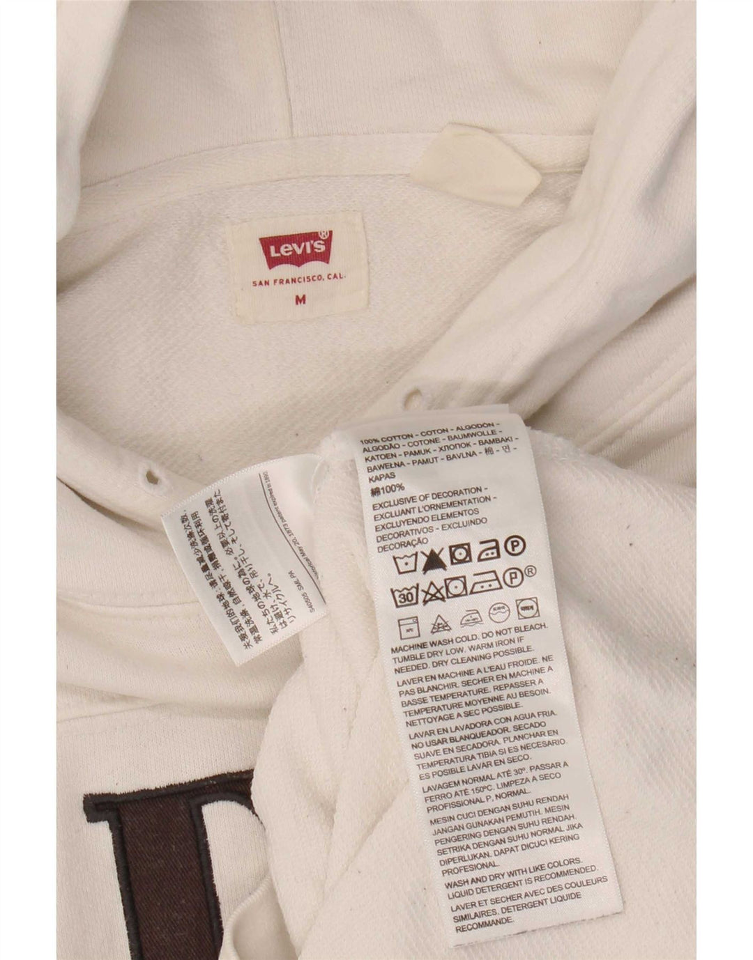 Suéter com capuz gráfico masculino Levi's médio algodão branco
