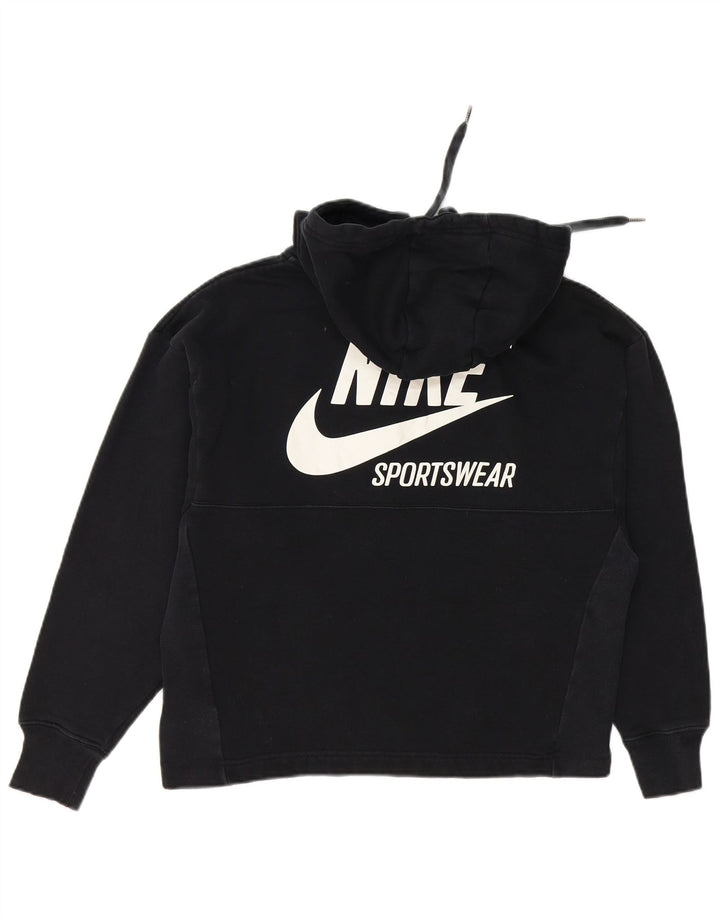 Suéter feminino Nike com capuz e zíper gráfico oversized UK 6 XS algodão preto