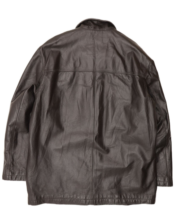 Casaco de couro masculino vintage IT 58 3XL preto